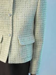 Maija 女士绿色粗花呢衬衫领短款宽松都市时尚休闲夹克 - 綠色 - 查看 7