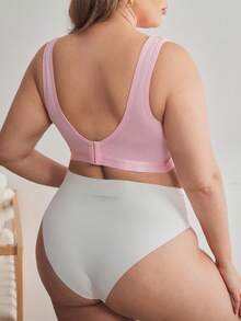 Moonlight&Mama Plus Size Women Solid Color Comfortable Adjustable Maternity & Nursing Bra - Pink - View 2