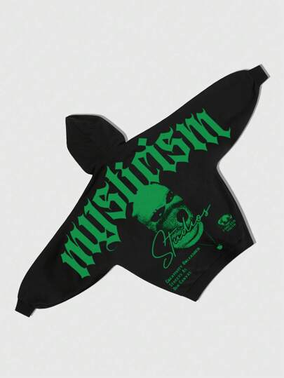 Street Life Sudadera con capucha con cremallera y estampado gráfico de eslogan para hombre, otoño