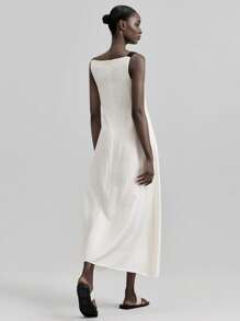 Ontre 2026 New Elegant Urban Style White Striped Flared Dress With Black Woven Straps,Apparel Pleated Top Ivory Dress Pleated Dress Flow Dress Modern Urban Casual Fashion Business Casual Women's Office Wear Low-Key Old Money Style Effortless Temperament High-End Urban Commuting High-Quality Airport Women's Wear High-End Material High-End, Elegant, Old-Fashioned Cruise Clothing High-End, Elegant, Old-Fashioned Cruise Clothing Advanced Craft Pleated Design Beach Clothing, Bohemian Style Vacation Wear, A