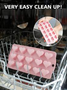 SHEIN Basic living 1pc Heart Shaped Chocolate Mold, Pink Silicone Candy Mold For Household - Pink - View 8