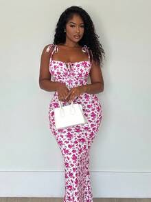 Alexandranx 女士花卉印花紧身性感时尚优雅派对度假节夏季连衣裙 - 彩色 - 查看 6