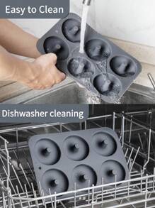 SHEIN Basic living 1pc Multi Grid Dark Grey Donut Shaped Cake Mold, Silicone Bread Mold For DIY - Dark Grey - View 4