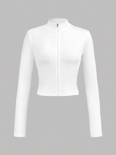 SHEIN Girlism Teen Girls Casual Elastic Half-Zip V-Neck Snug Fit Long Sleeve Tee, Basic Essential Autumn Winter Outerwear Fall