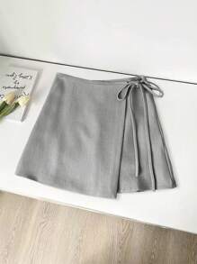 Franclia Graduation Wear Casual Versatile Straps Asymmetrical Hem New Summer Style Khaki Textured Wide Fabric Skirt Ladies Short Skirt Women's Skirt Ladies Summer Clothing Summer Clothing Bottoms