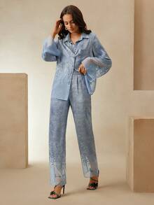 Anewsta Women Two Pieces Outfits For Daily Wear - Blue - View 3