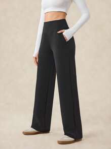 OutZeal 女士运动黑色长裤，日常休闲居家穿着舒适，采用柔软弹力莫代尔面料，高腰设计，带侧袋。