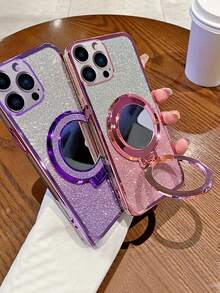 SHEIN 1 pièce Support magnétique pour téléphone portable, autocollant magnétique pour téléphone portable, support tout-en-un, miroir, papillon pailleté