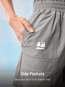 In My Nature 女士纯色松紧腰休闲宽松百搭户外短裤 - 灰色 - 查看 5