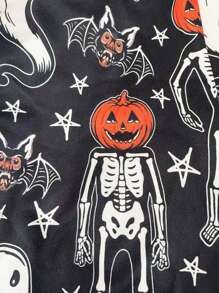 INAWLY Leggings femininas com estampa de esqueleto e fantasma para Halloween - Multicolorido - Ver 4