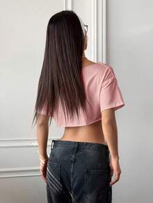 SHEIN Unity 女式白色露肩流苏短款上衣，超大街头风，百搭 Y2K 时尚性感短袖 T 恤，春夏