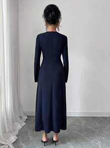 Rafferiza Vestido elegante de unicolor con decoración de lazo para mujer