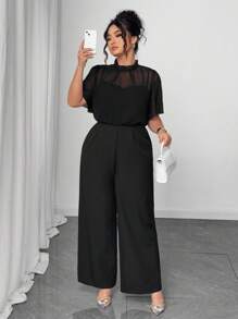 Auvina 大码女式优雅度假夏季通勤连体衣 - 黑色 - 查看 6