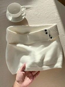 Comfortcana 女士纯色针织罗纹休闲百搭毛衣裙，秋冬韩版风格