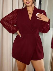 Elaquor 大码简约优雅浪漫西装领老款女式连体裤”适合情人节和派对季节穿着，展现简约优雅的风格。它时尚浪漫，是春季新品的完美选择，让女性在各种场合优雅地展现自己。 - 酒紅色 - 查看 5