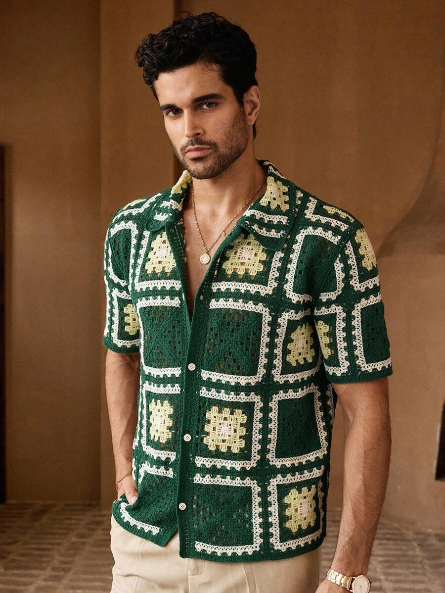 Manfinity BRENVOR 男士休闲宽松三色落肩短袖开衫，适合秋冬