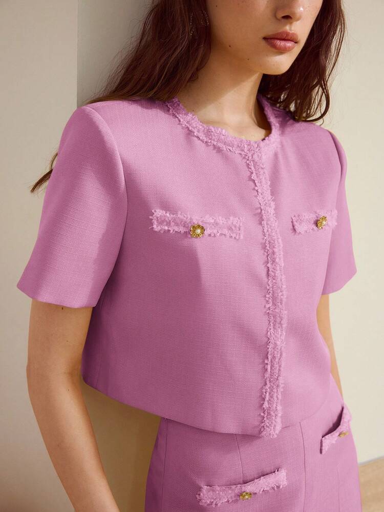 MOTF STUDIO CONTRAST TRIM SHORT SLEEVE JACKET
