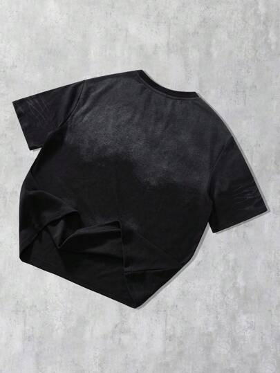 Grunge Punk Short et t-shirt à manches courtes pour hommes avec un travail de pointillés fin, convenant pour le port quotidien au printemps et en été