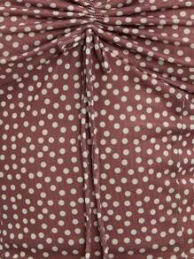 Nöista Polka Dot Brown Set For Women With Delicate Straps, All-Over Micro Print, And A Ruched Bodice With Drawstring Detail. The Flowy Silhouette And Lightweight Material Make It Perfect For A Summer Look. - Brown - View 4