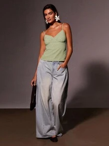 Athîral 女士条纹休闲无袖背心，时尚日常穿着 - 棕色 - 查看 3