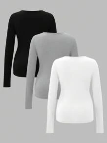 Modmama 孕妇圆领长袖哺乳上衣 - 黑色 - 查看 3