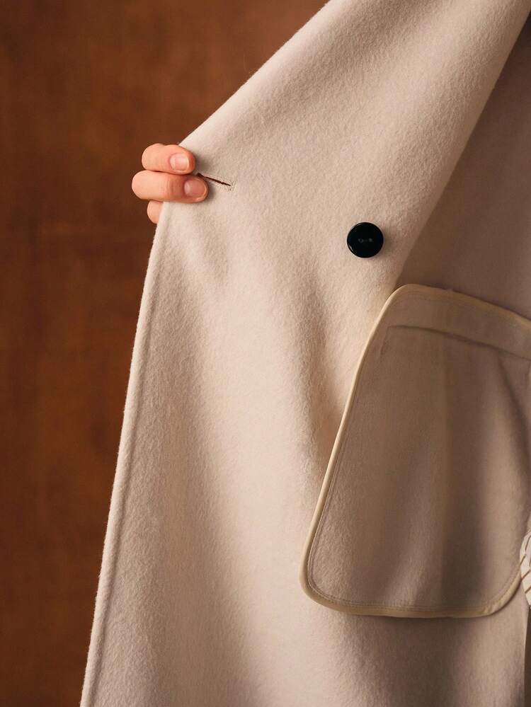 WOOL BELTED SPLIT OVERCOAT FOR AUTUMN & WINTER