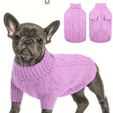 Pet Dog Turtleneck Thick Warm Sweater - Mauve Purple - View 6