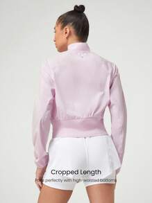 GLOWMODE 4-Way Stretch Zippered Stand Collar Track Jacket With Zippered Pockets Tennis Golf - Pink - View 8