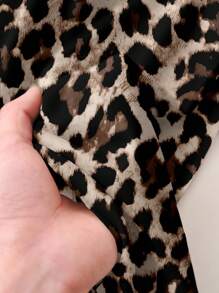 CosyJoli 大码女装新款春夏商务休闲沙滩裤，豹纹图案，口袋，适合海滩、度假、大学、情人节、邮轮、音乐节、街头，女式宽松夏季阔腿裤