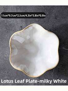 1pc Elegant Ceramic Lotus Leaf Jewelry Organizer Tray For Earrings, Rings, Keys And Small Accessories, Perfect Birthday Or New Year Gift, Desk Storage Valentine Day