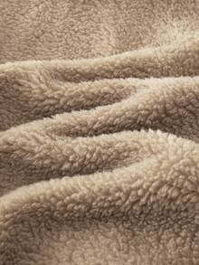 Playful Pals 1pc Boys' Jacket, Full Zip Closure, Contrast Corduroy Collar/Pockets, Reversible Sherpa Lining, Comfortable For Outdoor Activities And Casual Wear Fall Winter - Camel - View 3