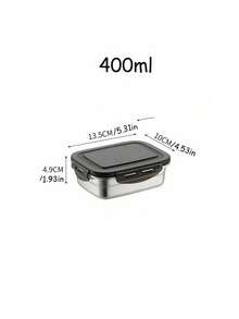 加深型不锈钢午餐盒，长方形，密封，适用于冰箱储存，可用于包装水果、蔬菜和便当盒 - 黑色 - 查看 12