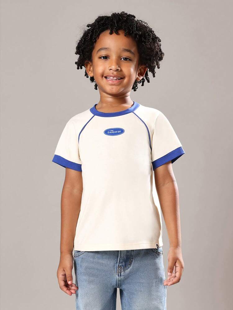 Raglan Sleeve Ringer T-Shirt With Logo Print