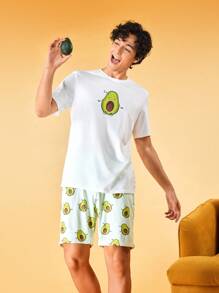 Notgurli Conjunto de pijama / Pijama con diseño gráfico de dibujos animados para hombres - Multicolor - Ver 5