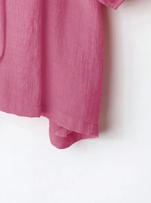 EMERY ROSE Kemeja Kasual Longgar Lengan Lentera Leher Bulat Warna Polos untuk Wanita Ukuran Besar - Dusty Pink - View 4