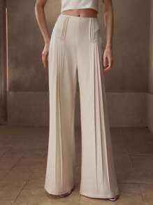 MOTF PREMIUM FOLD PLEATED WIDE LEG SUIT PANTS - Apricot - View 1