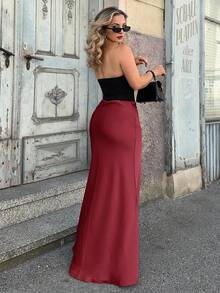 Jeta Ari Saia Maxilar Godê Sólida para Roupas de Ano Novo - Vermelho - Visão 2