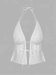 SHEIN ICON 白色休闲性感露背系带吊带背心，适合夏季，Y2K 风格 - 白色 - 查看 2