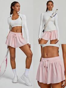 GLOWMODE Drawstring Pocket Mini Skort With Built-In Underwear Tennis Golf Summer Anti-Odor
