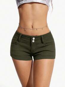 Jeanoix Women's Fashionable Elastic Casual Denim Shorts With Pockets Y2k