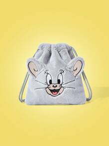 TOM & JERRY X SHEIN 女士卡通老鼠刺绣灰色手拿包 - 灰色 - 查看 1