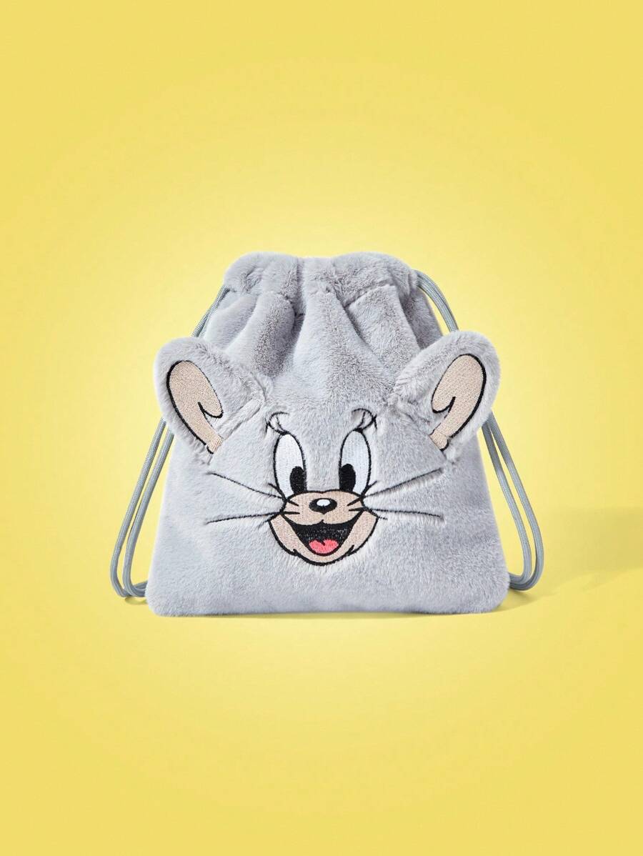 TOM & JERRY X SHEIN 女士卡通老鼠刺绣灰色手拿包 - 灰色 - 查看 1