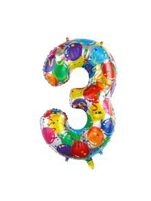 1pc Number Shape Aluminum Decorative Balloon, Creative For Party Decoration - Multicolor - View 6