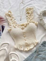 Soleia Top de punto casual y romántico para mujer de vacaciones