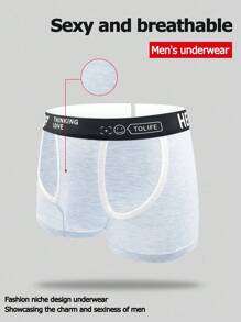 SHEIN 男士字母提花镂空性感内裤 - 淺藍色 - 查看 1