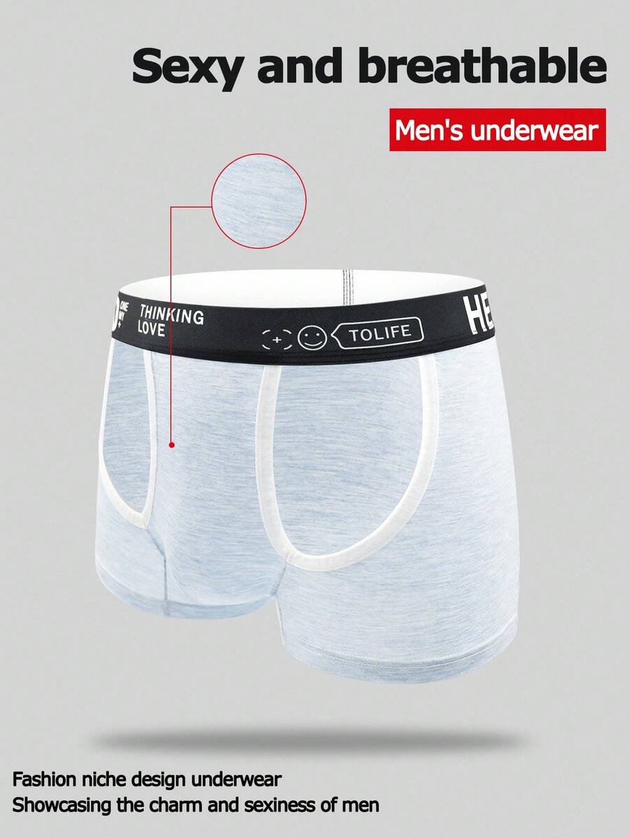 SHEIN 男士字母提花镂空性感内裤 - 淺藍色 - 查看 1