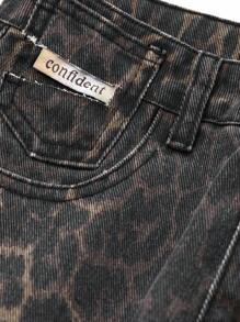 Dazy Tall Women's Leopard Print Loose Casual Street Style Jeans, Tall - Brown - View 7