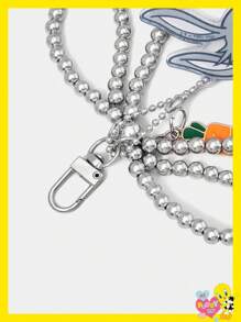 LOONEY TUNES X SHEIN 带蝴蝶结、胡萝卜和兔子吊坠的亚克力钥匙扣 - 銀色 - 查看 4