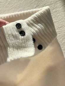 Comfortcana 女士纯色针织罗纹休闲百搭毛衣裙，秋冬韩版风格