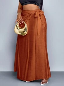 SOLERSUN Váy dài dáng chữ A buộc dây thời trang xuân hè cỡ lớn cho nữ, váy dài đi nghỉ thường ngày, váy đi biển, váy đa năng - Rỉ Nâu - Xem 6